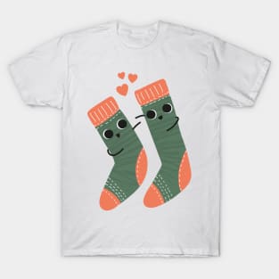 Cute Lovely Christmas Socks in Love T-Shirt